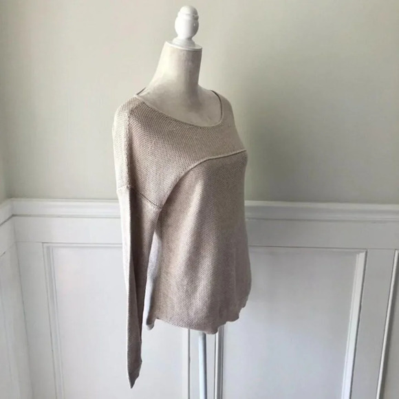 ANA Textured Knit Dolman Scoop Neck Sweater Tan PL - Picture 2 of 4